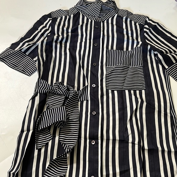 Whistles plain weave, sash, stripes, short sleeves, unlined dress. - Picture 3 of 11